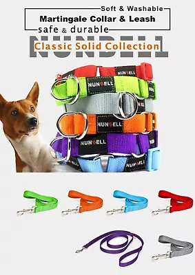 Martingale Dog Collar N Leash Nylon Pet Training Combo Multicolour Options • $24.90