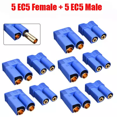 5 Pairs EC5 Connector Male & Female For RC LiPo Battery Plug (5 Male+5 Female) • £6.69