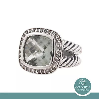 David Yurman Petite Albion Ring With Prasiolite & Diamonds Size 6 • $324.99