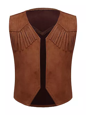 US Kids Western Cowboy Vest Cowgirl Halloween Costume Carnival Party Waistcoat • $10.39