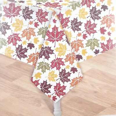 Vinyl Tablecloth Fall Leaves 60x84 Orange Brown • $11.69