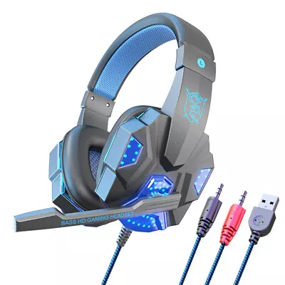 Gaming Headset MIC LED Headphones Surround PC Mac Laptop PS4 Xbox One Red Blue • $22.99