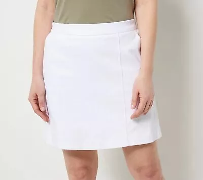 Isaac Mizrahi Live! Knit Denim Skort Skirt Bright White L New • $32.90