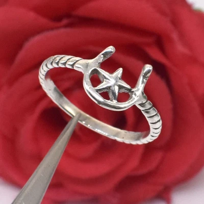 $17.24 • Buy Horse Shoe Silver Ring Solid 925 Sterling Silver Ring Midi Stackable Star Ring