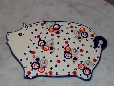 Polish Pottery Piggy Cutting Board!  Happy Happy Pattern! • $76.99