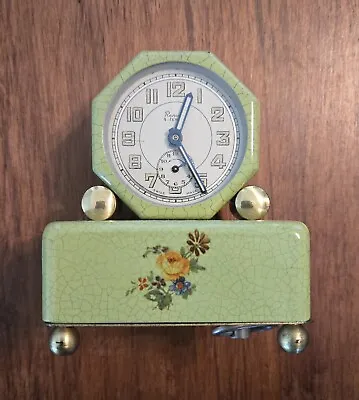 Vtg. Renova Art Deco Swiss Musical Alarm Clock - Needs Repair • $65