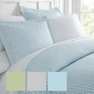 Kaycie Gray Fashion Premium Ultra Soft 3PC Puffed Chevron Print Duvet Cover Set • $28.55