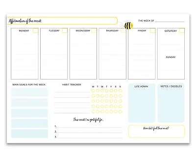 £9.99 • Buy A4 Weekly Planner Pad Notepad Organiser To Do List Memo Desk Planner Self Care