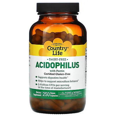 Country Life Acidophilus With Pectin 250 Veggie Caps Dairy-Free Gluten-Free • $23.77