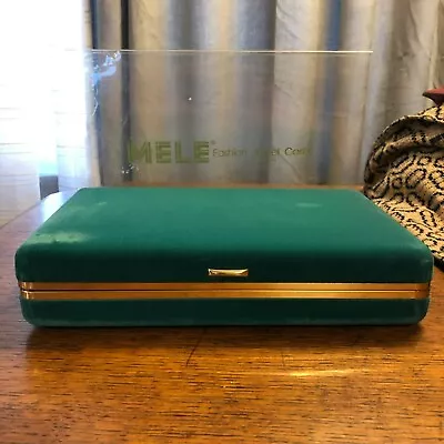 MELE Fashion Jewel Case NEW Green Velvet Mirror Jewelry Box MCM Vanity Case • $34.98