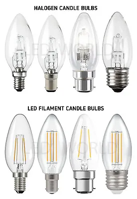 £4.99 • Buy Candle Light Bulb E14 25W 40W B22 E27 LED 2W 4WFilament 18W 28W 42W Halogen Lamp