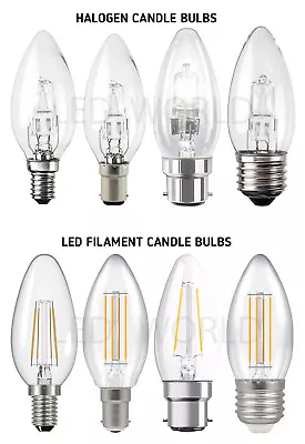 Candle Light Bulb E14 25W 40W B22 E27 LED 2W 4WFilament 18W 28W 42W Halogen Lamp • £32.99