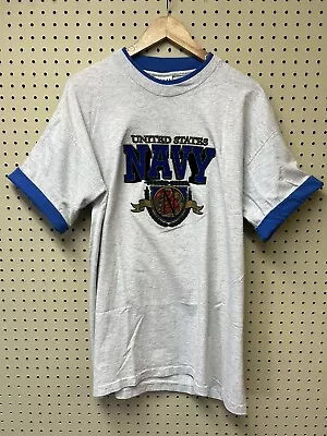 Vintage Single Stitch US Navy Gray T Shirt Signal Sports Tag Made USA XL • $21.99