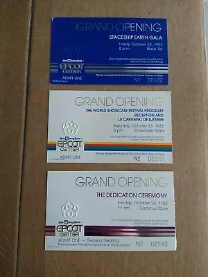 EPCOT Center Grand Opening Celebration Ticket Stubs October 1982 Vintage • $274.95