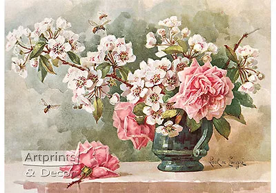 Roses & Cherry Blossoms By Paul De Longpre (Art Print Of Vintage Art) • $12.99