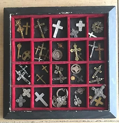 VTG Lot Of 42 Crosses Crucifix Medals Pins Religious Catholic Bishop Choi W/Case • $24.50