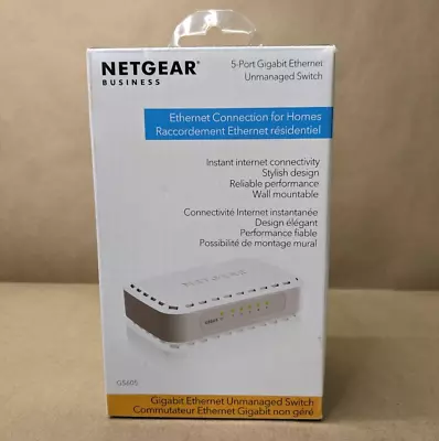 NetGear GS605 5-Port Gigabit Ethernet Unmanaged Switch White - BRAND NEW • $13.99
