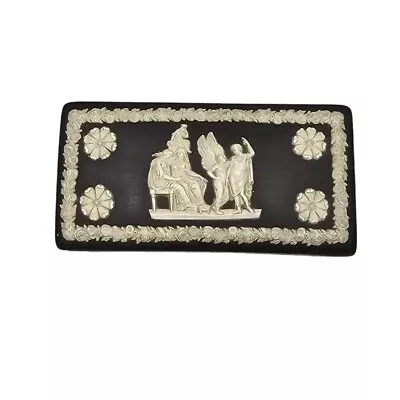 Vtg Wedgwood Icarus Daedelus Small Black Jasperware Rectangle Trinket Box W/Lid • $60