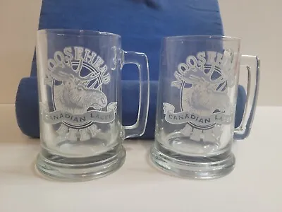 Moosehead Canadian Lager Beer 5 1/4  Handled Glass Mug 14oz Set-2  • $12.74