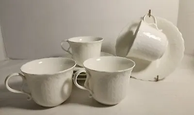 4 White Silk (A7050) Cups And Saucers By Mikasa • $30