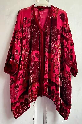 Stunning *HAMPSTEAD BAZAAR* Floral Silk Devoré Velvet Kimono Jacket Coat Plus • £75