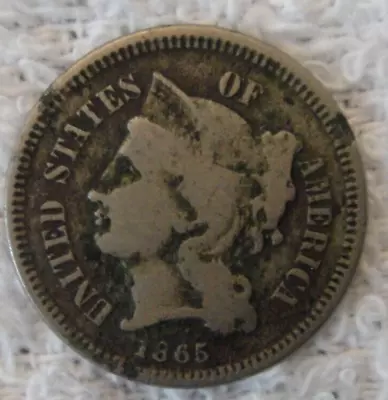 $0.99 • Buy 1865 3 Cent Nickel Piece
