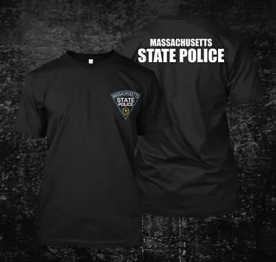 Massachusetts Police State Logo - Custom Men's Front And Back T-Shirt Tee • $26.49