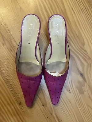 Vicini Vero Cuoio Women Size 38 1/2 Made In Italy. Pink 2” Heel Kitten Heel • $31.10