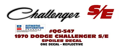 Qg-547 Dodge Challenger - Challenger S/e Spoiler Decal - Reflective - Mopar • $19