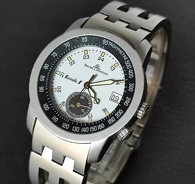 1990s BAUME & MERCIER FORMULA 1 CHRONOGRAPH MONOPUSHER S/S QUARTZ WATCH MV04F006 • $399