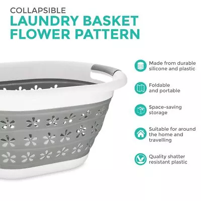 Large Collapsible Laundry Basket Washing Clothes Bin Foldable Space Saving New • £9.95