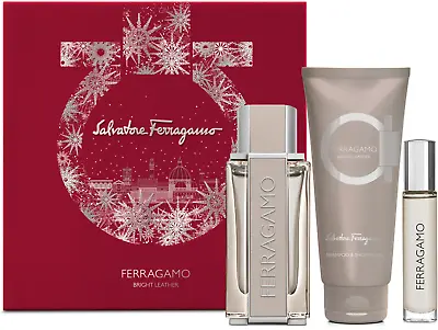 Salvatore Ferragamo FERAGAMO BRIGHT LEATHER 100ml Gift Set ➕ FREE PERFUME SAMPLE • £39.95