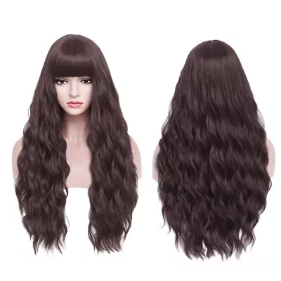 27'' Long Curly Wig With Bangs For Women Cosplay Costume Synthetic Full Wigs • £11.99