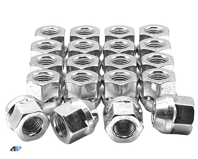 Set 24 1/2 X20 Open End Bulge Lug Nut Bulge Acorn Conical 3/4  Hex 1/2-20 • $15.99