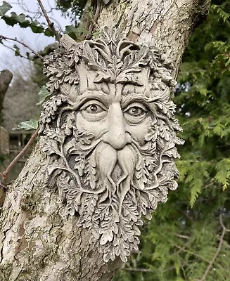 Stone Garden Wiccan Bearded Green Man Face Wall Plaque Hanging Pagan 🌿 • £18.50