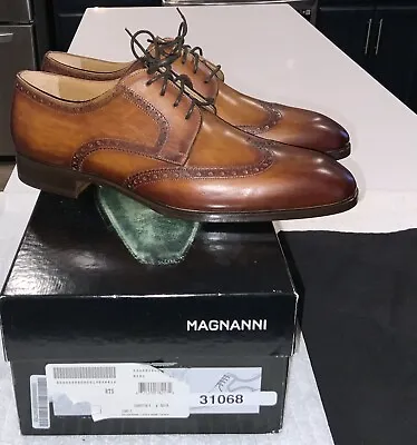 New Magnanni Wingtip Cuero/light Brown Size 9w Ships Fast • $174.95