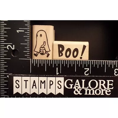 A Muse Rubber Stamps SET 2 MINI HALLOWEEN TRICK OR TREAT GHOST BOO! BOO #1460 • $5.59