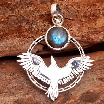 Labradorite Gemstone 925 Sterling Silver Jewelry Solid Bird Pendant 1.75  • £15.19