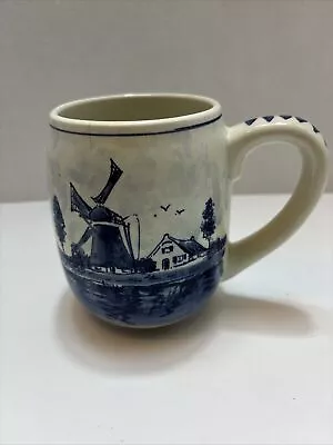 Vintage Delft Blue Blauw Hand Painted Danish Dutch Windmill Mug Cup Holland. • $8.45