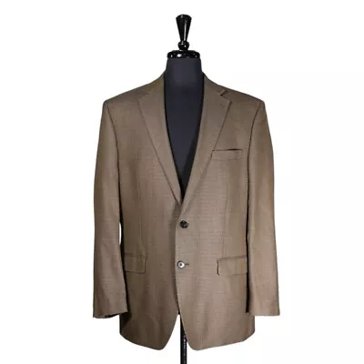 Ralph Lauren Mens Blazer Brown Check Silk Wool 2 Button Jacket Sport Coat 42R • $49.99