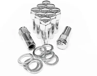 10x Lug Nuts 1/2-20 Closed End Chrome SST Mag Nut Washer 1.38 Shank Cragar Ford  • $25.99