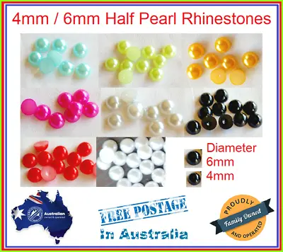 100/250/500/1000/2000 Faux Half Pearl Rhinestones Flat Back 4mm / 6mm Nail Arts • $2.53