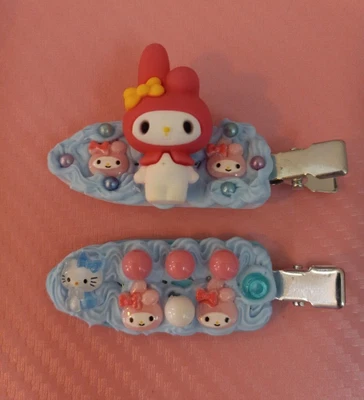 $9 • Buy Decoden Cream Glue My Melody Custom Hair Clips - Baby Blue