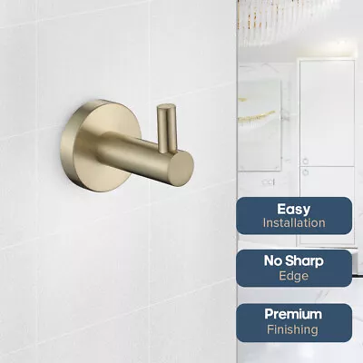 Brushed Gold Set Toilet Paper Holder Towel Rail Rack Shelf Robe Hooks Bathroom • $27.99