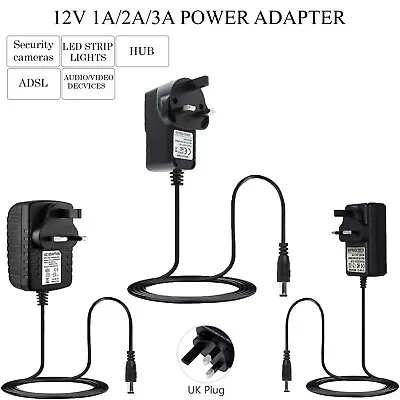 Mains Transformer 5V 12V 1A 2A 3A UK Plug AC/DC Adapter Power Supply Charger • £5.90