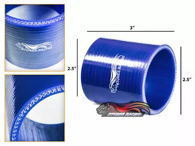 BLUE 2.5  63mm 3-ply Silicone Hose Coupler Turbo Intake Intercooler For Cadillac • $10.79