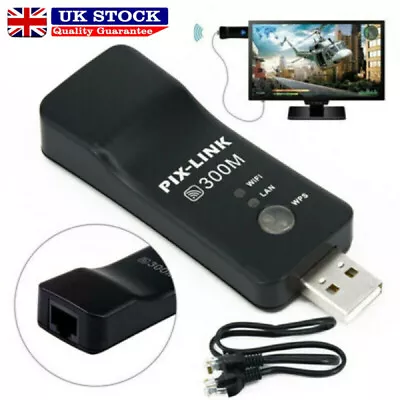 Samsung Capable Smart TV LAN Adapter Ethernet WiFi Wireless Dongle 300M RJ-45 UK • £8.99