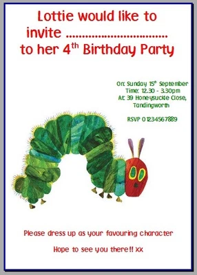 £25.99 • Buy Personalised Photo Card Party Invites Invitations VERY HUNGRY CATERPILLAR #2