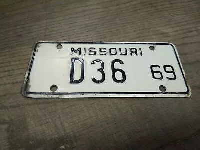 Vtg 1969 Missouri D 36 Motorcycle License Plate Man Cave Rat Bike • $259.95