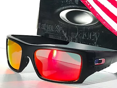 NEW Oakley Det Cord Black Matte USA Flag POLARIZED Galaxy Ruby Sunglass 9253-11 • $136.87